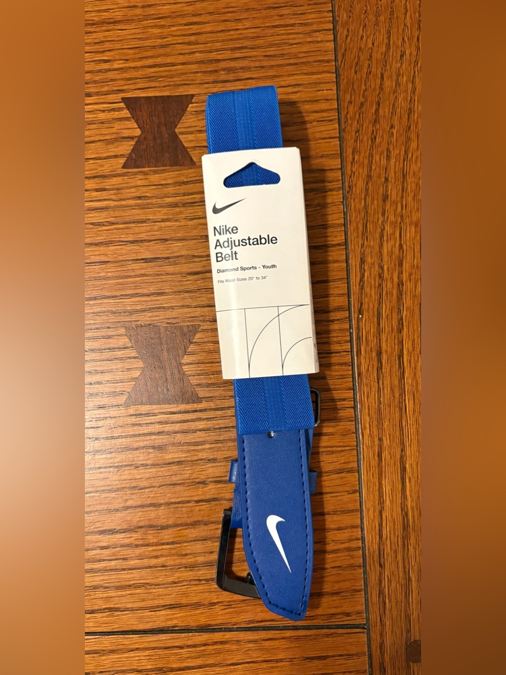 Brand New Nike Blue Adjustable Belt with White Swoosh